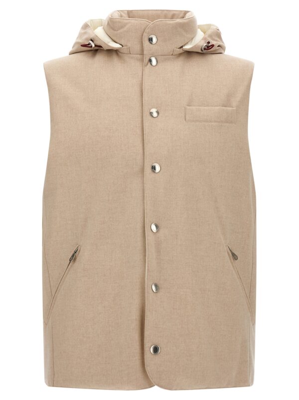 Beige Wool Sleeveless Jacket