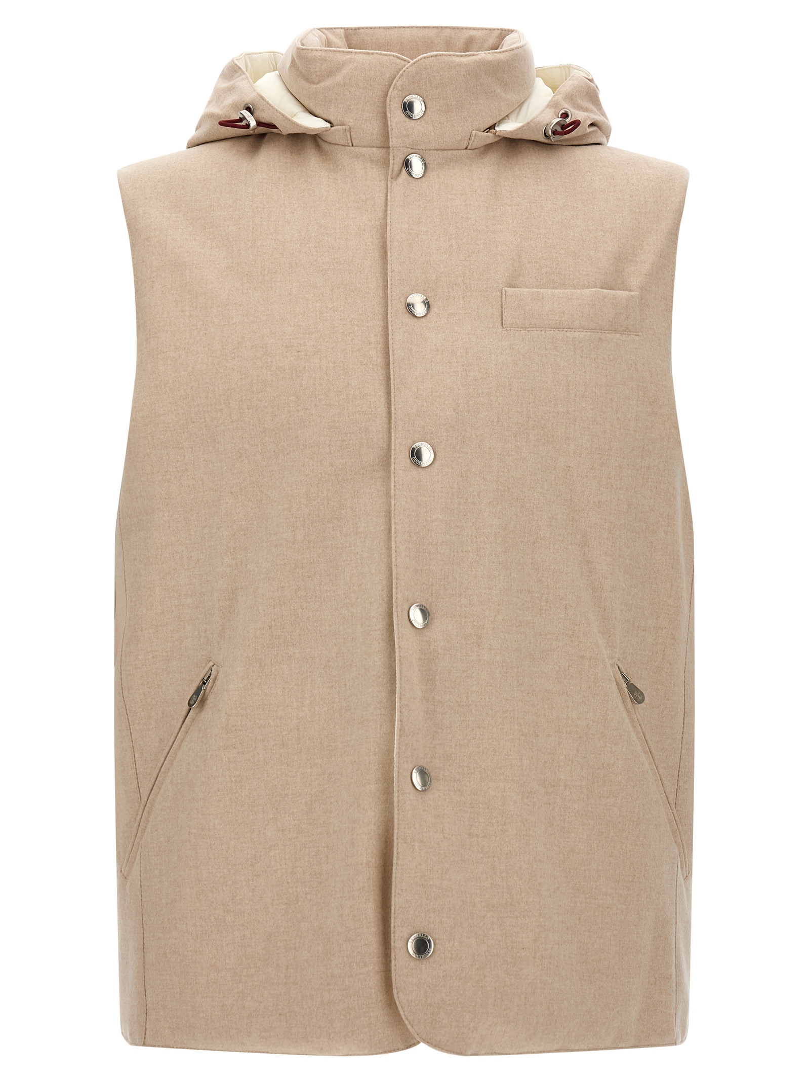 Beige Wool Sleeveless Jacket