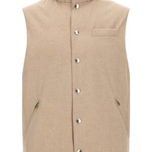 Beige Wool Sleeveless Jacket