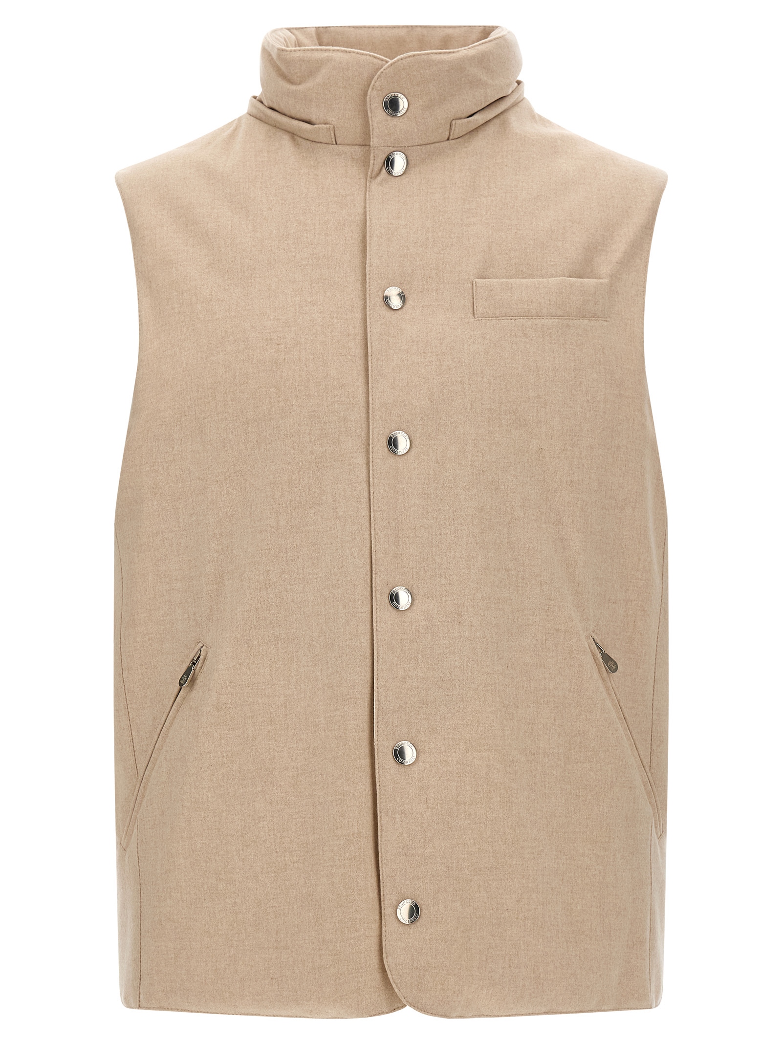 Beige Wool Sleeveless Jacket