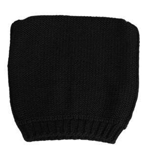 Black Cashmere Knitted Ribbed Cuff Beanie Hat