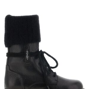 Black Calfskin Lace Up Boots