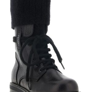 Black Calfskin Lace Up Boots