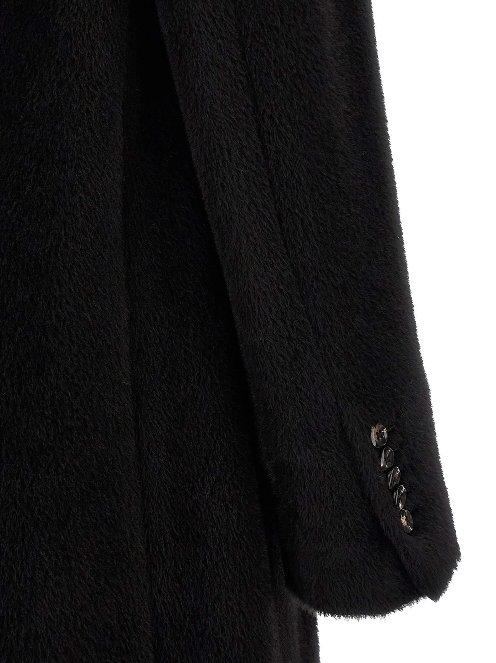 Black Alpaca Leather Coat