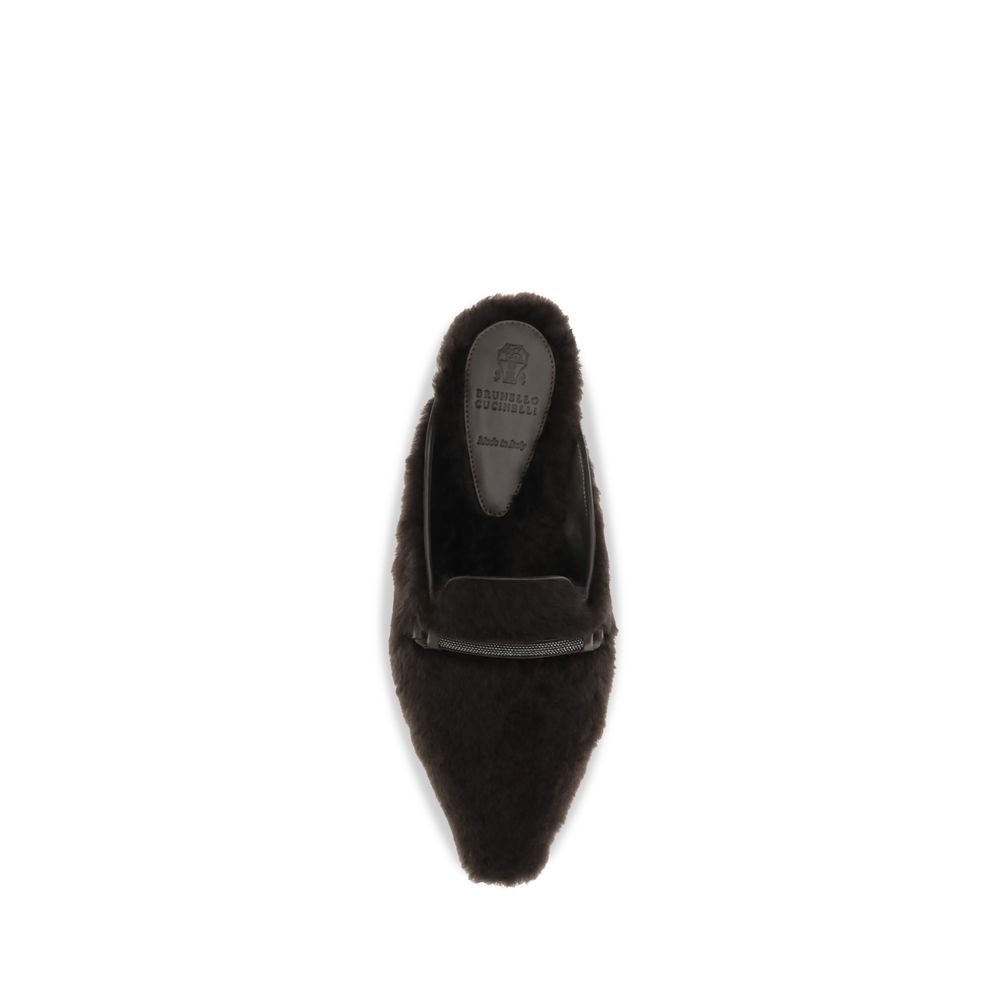 Brown Fur Ballet Flats