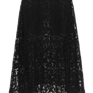 Black Cotton Midi Skirt