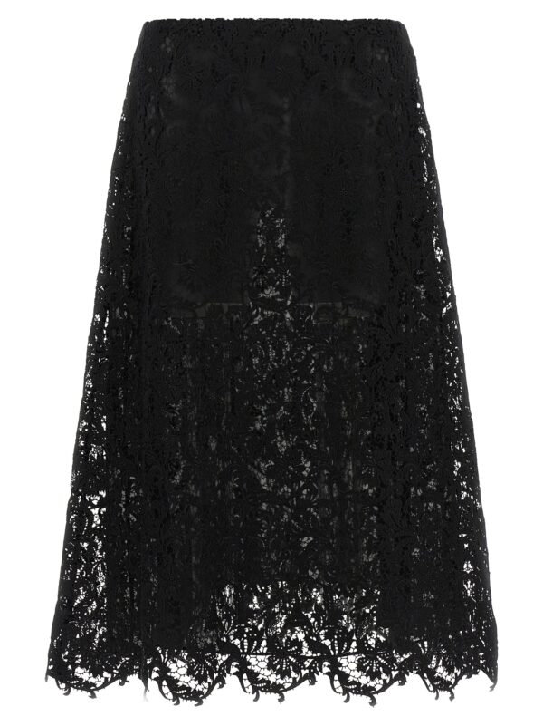 Black Cotton Midi Skirt
