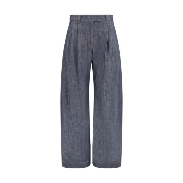 Blue Cotton High-Waisted Jean