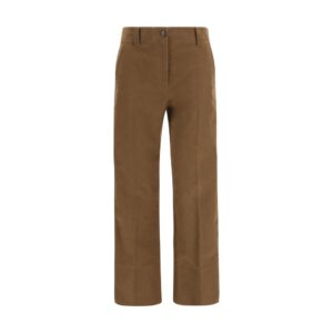 Brown Cotton Casual Pants