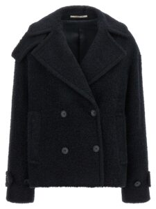 Blue Alpaca Leather Coat