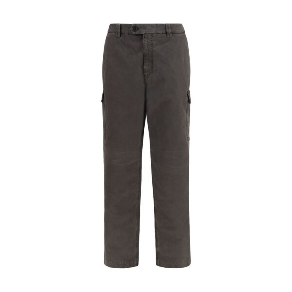 Brown Cotton Casual Pants