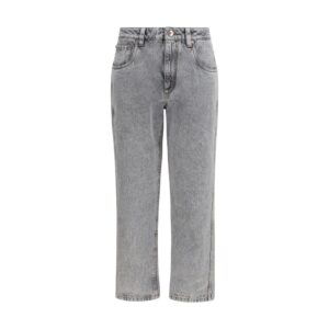 Gray Cotton Straight-Leg Jeans