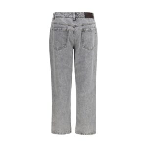 Gray Cotton Straight Leg Jeans