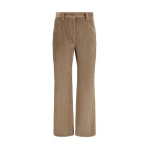 Brown Cotton Casual Pants