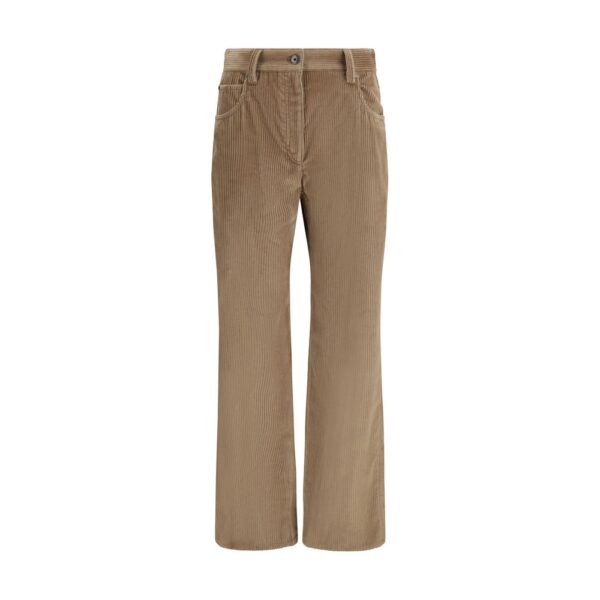 Brown Cotton Casual Pants
