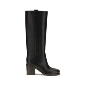 Black Calf Leather Bos Taurus High Heel Boots