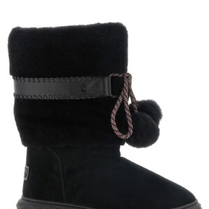 Black Lamb Leather Flat Boots