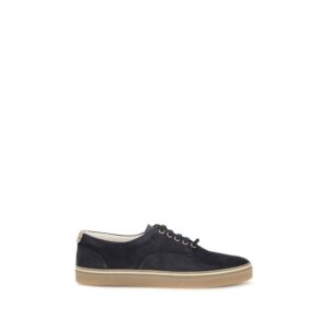 Blue Suede Leather Low Top Sneakers