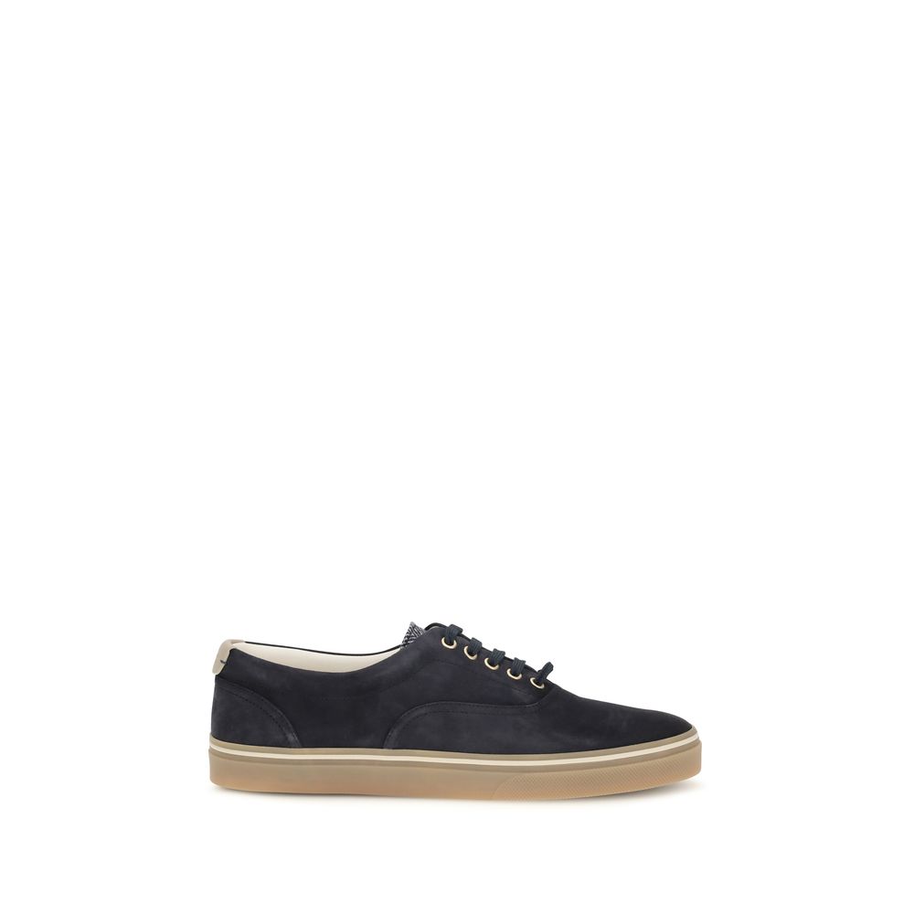 Blue Suede Leather Low Top Sneakers