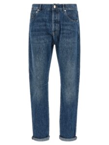 Blue Cotton Straight-Leg Jeans