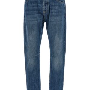 Blue Cotton Straight-Leg Jeans