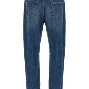Blue Cotton Straight Leg Jeans