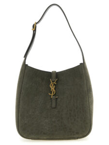 Gray Lamb Leather Shoulder Bag