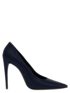 Blue Polyester High Heel Pumps