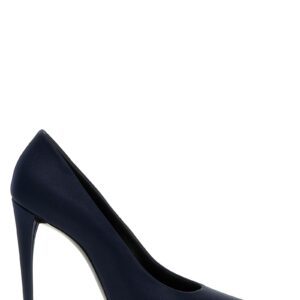 Blue Polyester High Heel Pumps