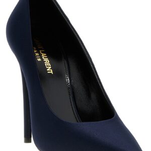 Blue Polyester High Heel Pumps