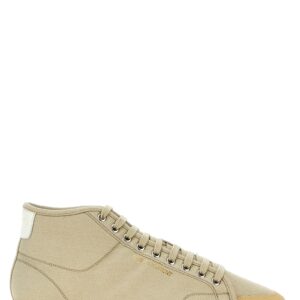 Beige Cotton High Top Sneakers