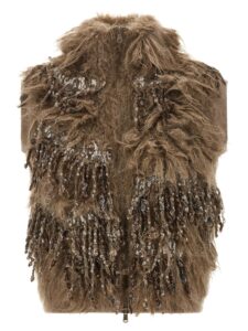 Brown Wool Sleeveless Jacket