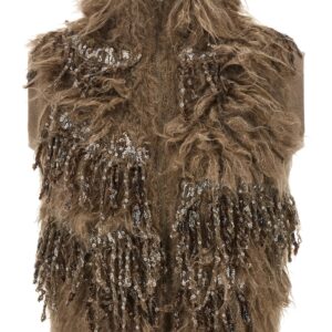Brown Wool Sleeveless Jacket