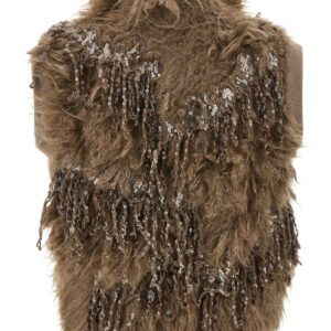 Brown Wool Sleeveless Jacket