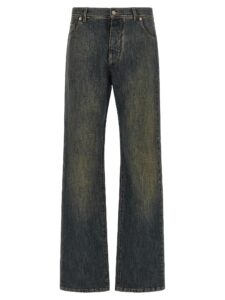 Blue Cotton Straight-Leg Jeans