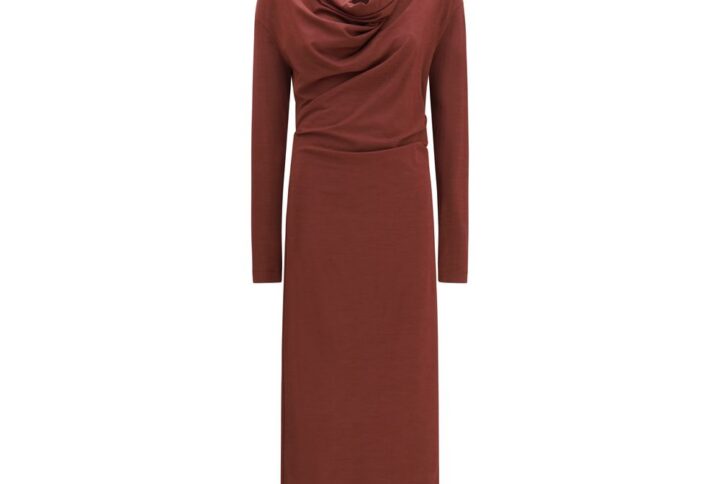 Brown Wool Oves Aries Casual Dress