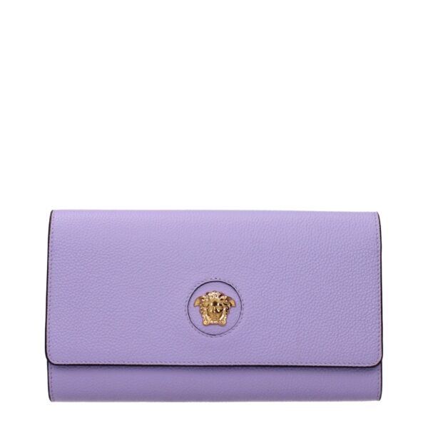 Purple Leather Clutch Bag