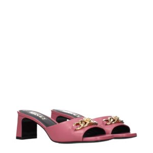 Pink Leather Flat Sandals