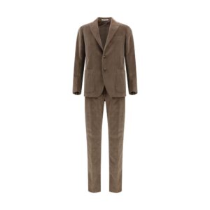 Brown Cotton Two Piece Suit