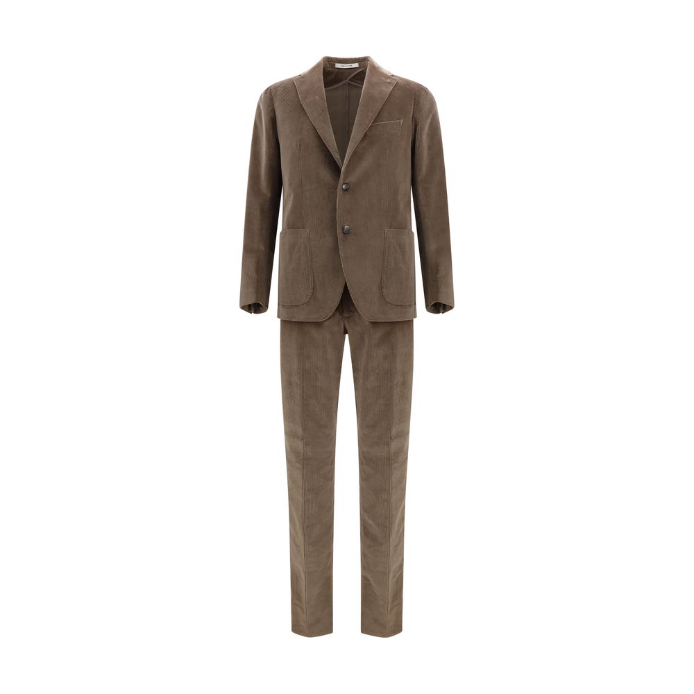 Brown Cotton Two Piece Suit