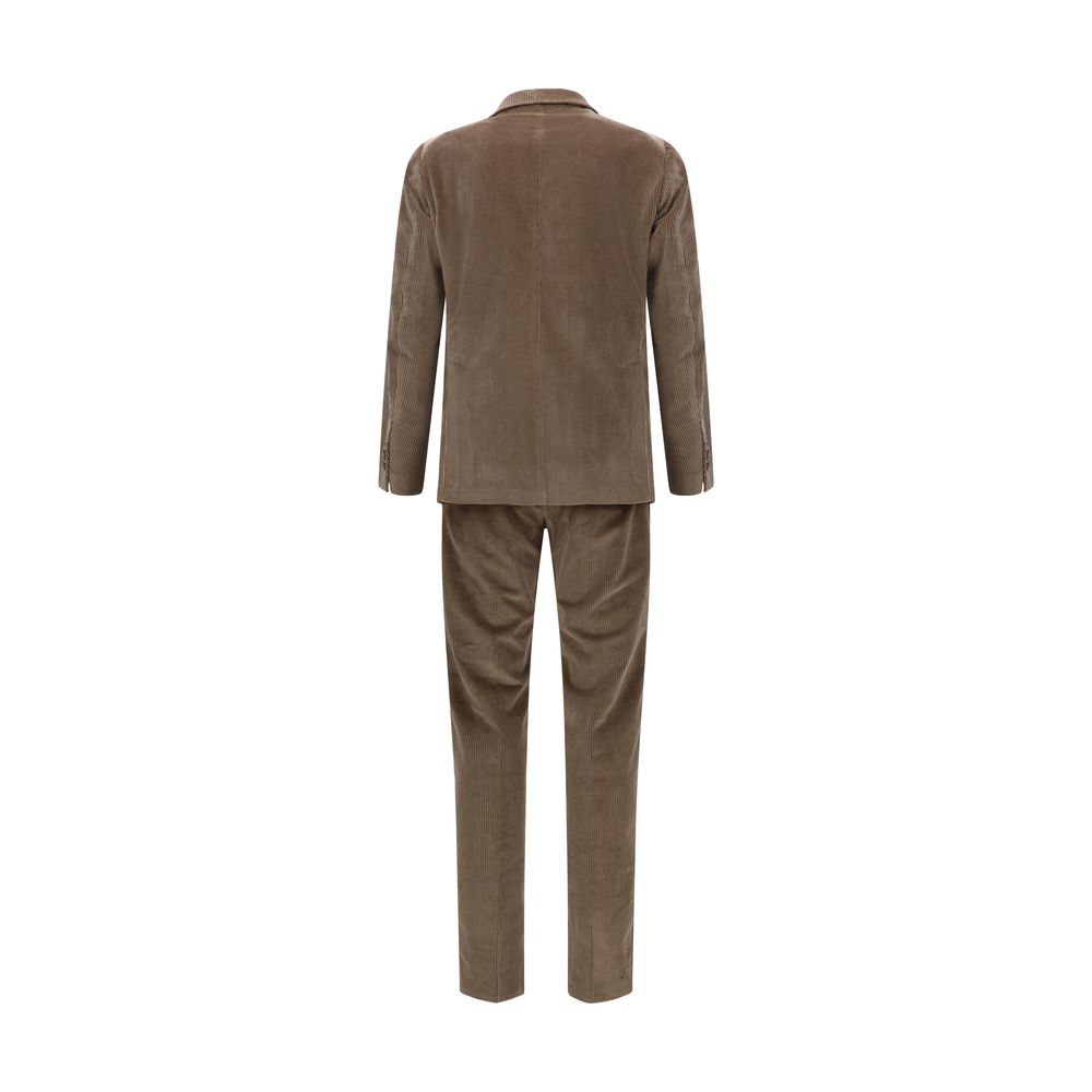 Brown Cotton Two Piece Suit