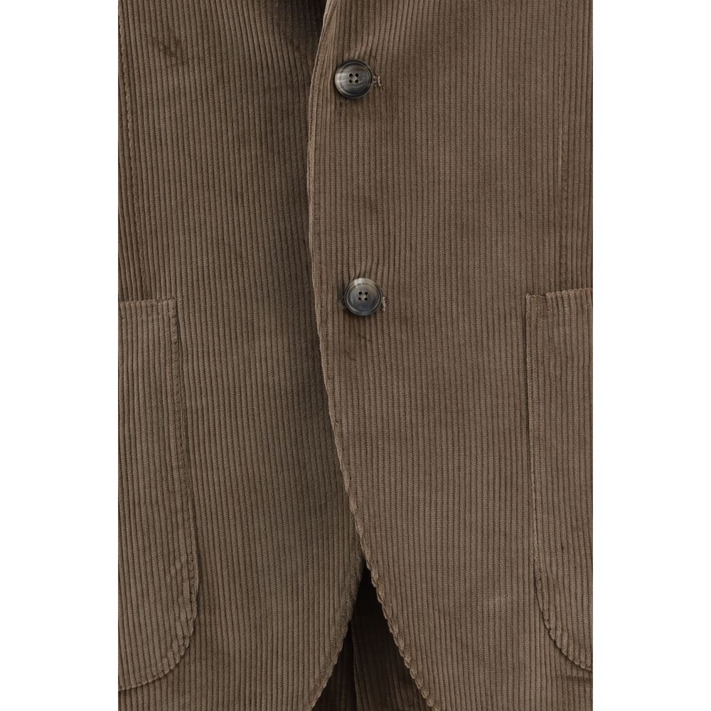 Brown Cotton Two Piece Suit
