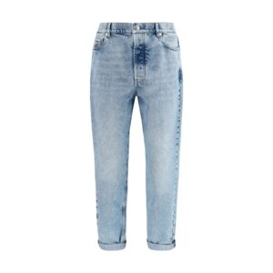 Blue Cotton Straight Leg Jeans