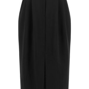 Black Virgin Wool Midi Skirt