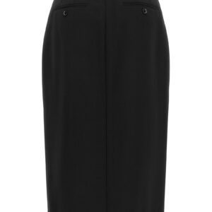 Black Virgin Wool Midi Skirt