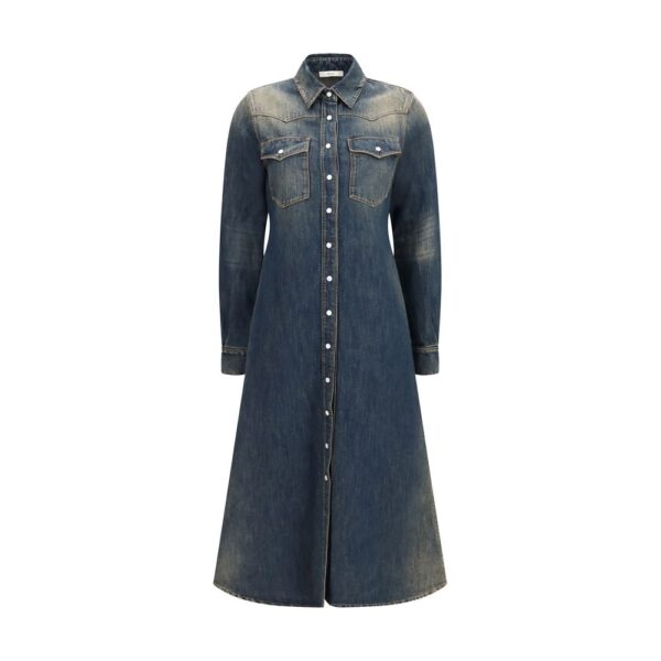 Blue Cotton Casual Dress