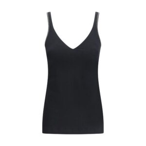 Black Cotton Sleeveles T-Shirt