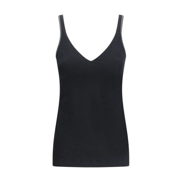 Black Cotton Sleeveles T-Shirt