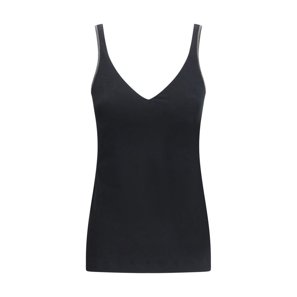 Black Cotton Sleeveles T Shirt