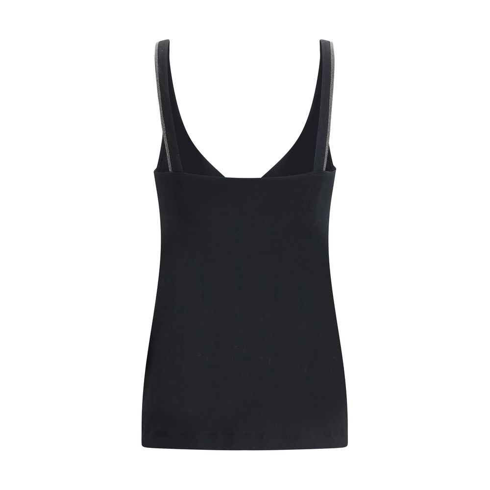 Black Cotton Sleeveles T Shirt